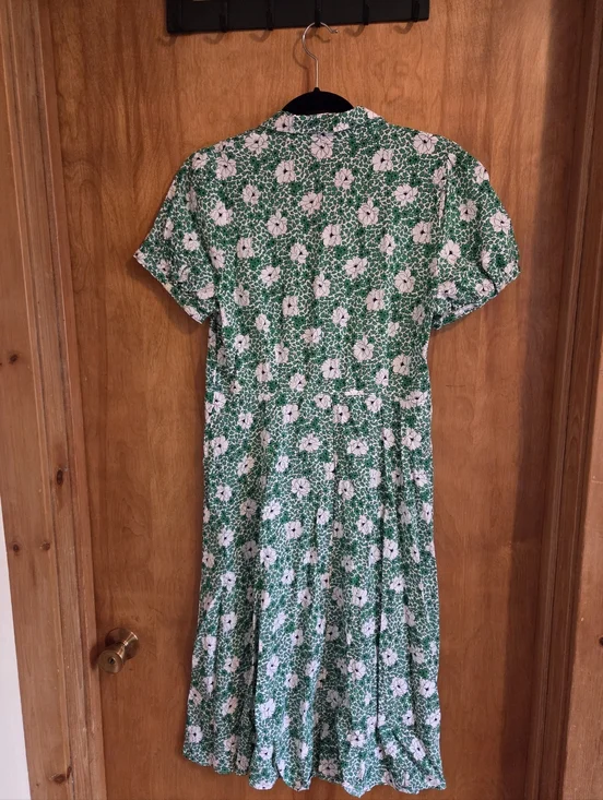 Talbots Puff Sleeve Shirt Dress Ditsy Vines Green Women Size 12 - Picture 6 of 7